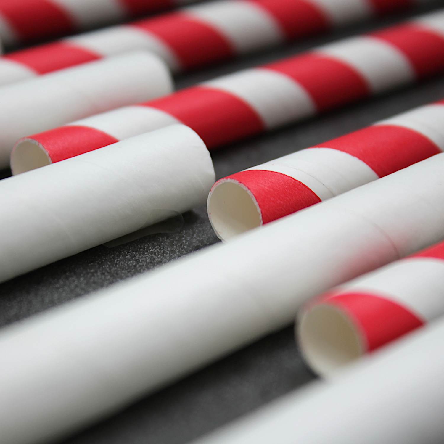 Our Red and White Striped Paper Straws vs Our White Solid Paper Straws.